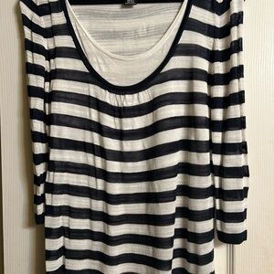 Striped Navy and White Women's Sweater by Ellen Tracy